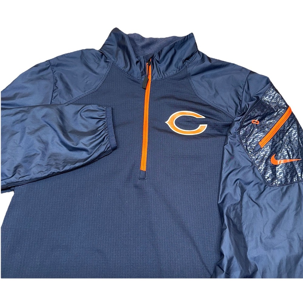 Nike Dri-Fit On Field Apparel Chicago Bears 1/4 Zip Pullover Windbreaker Men's S